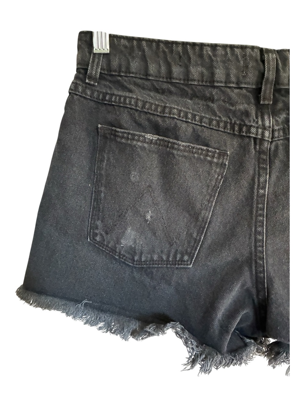 Wrangler Black Grunge High Rise Vintage Distressed Raw Hem Denim Shorts Size 10 - Picture 2 of 9